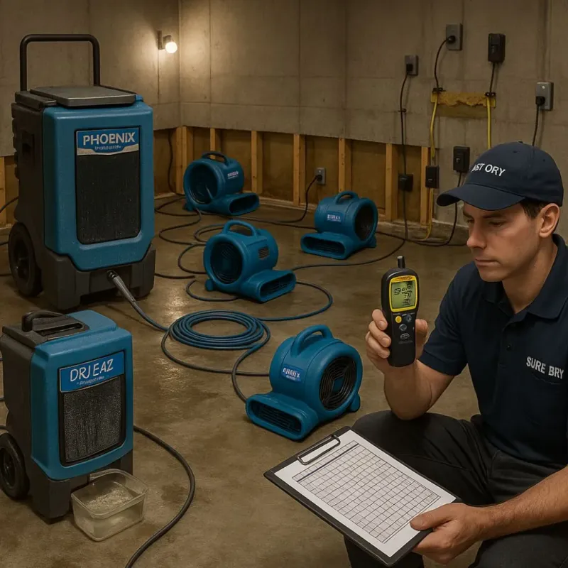 Structural Drying and Dehumidification process in Holland, MA